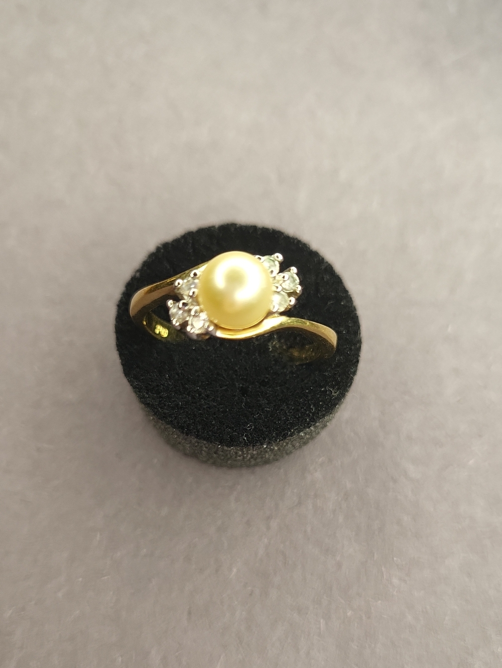 Premier Designs Gold Ring with Yellow Pearl and Crystal Accents